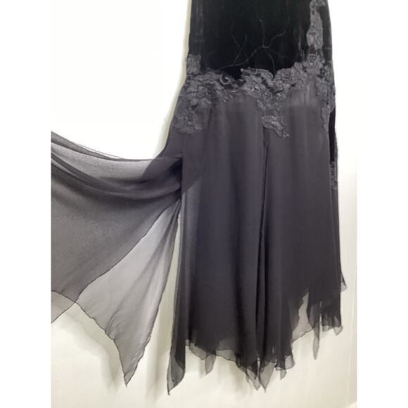 Renato Nucci Jutela Black Velvet Lace Midi Chiffon Car Wash Evening Skirt 46 10 - Picture 1 of 6